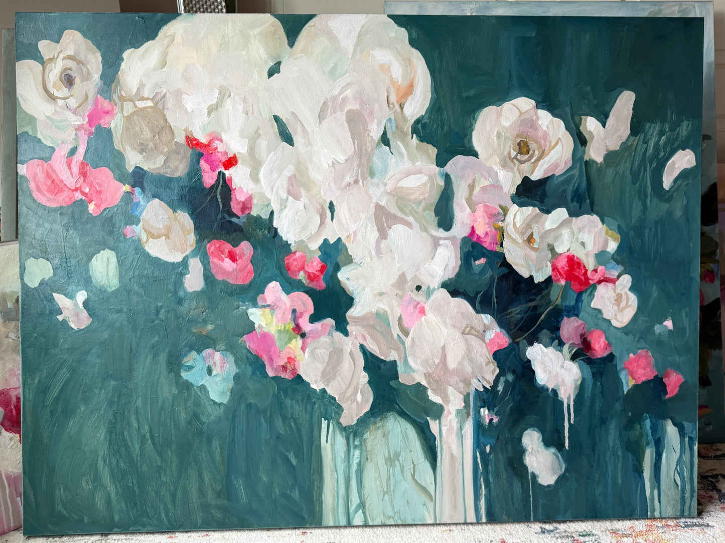 Large Floral Impressionistic Oil Painting - Showgirls