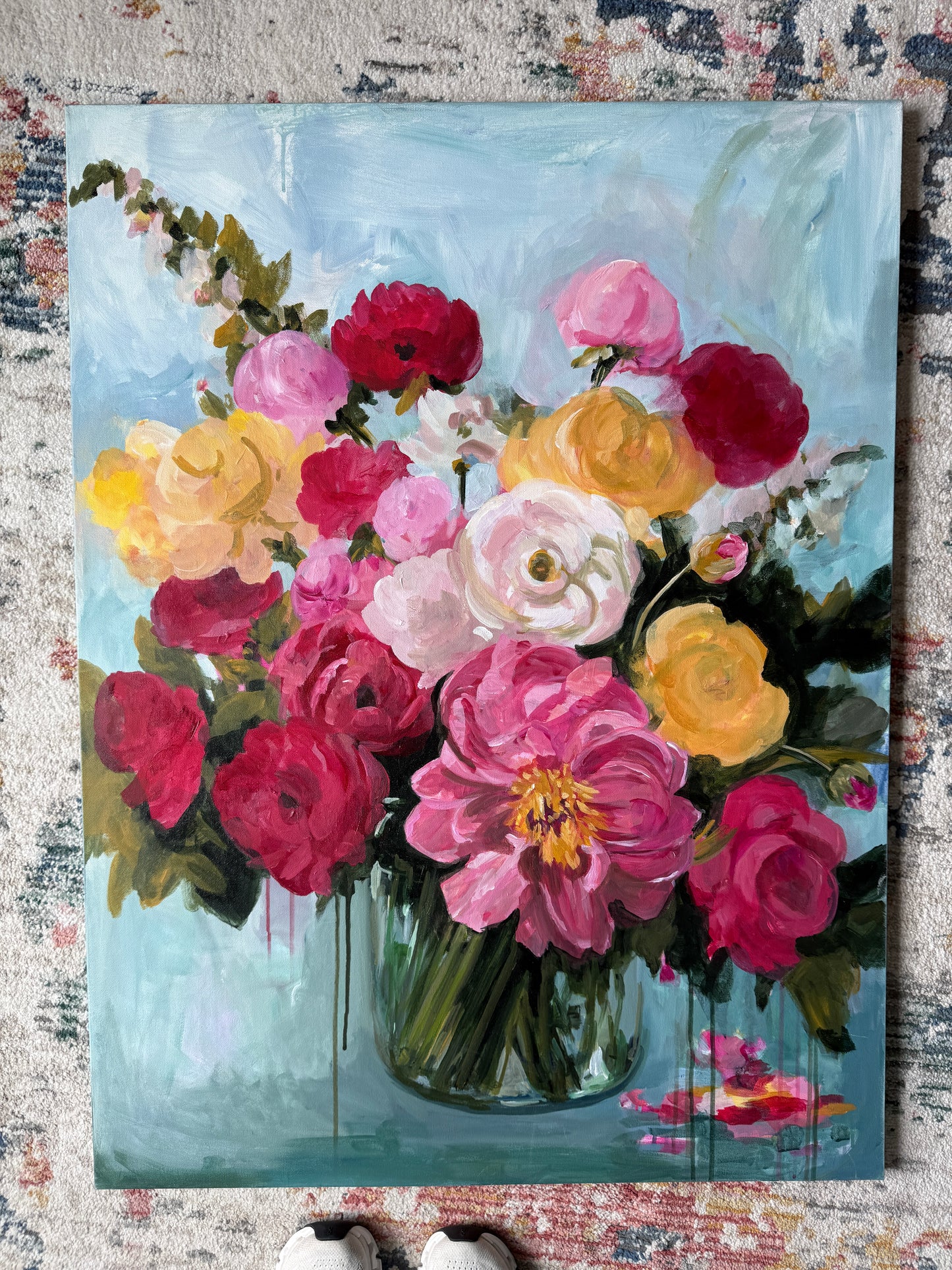 Large Floral Impressionistic Acrylic Painting -  Loving Bouquet