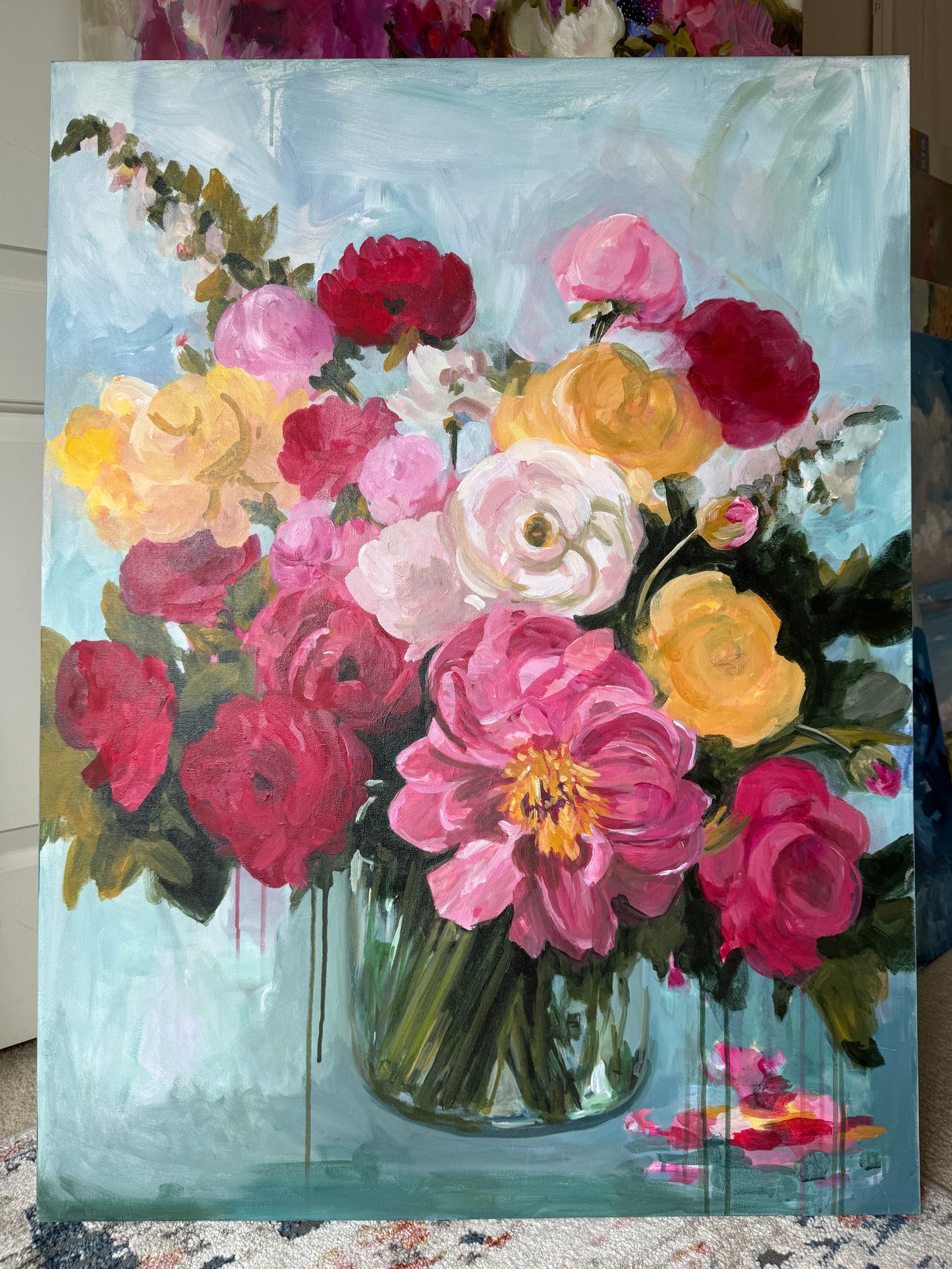 Large Floral Impressionistic Acrylic Painting -  Loving Bouquet