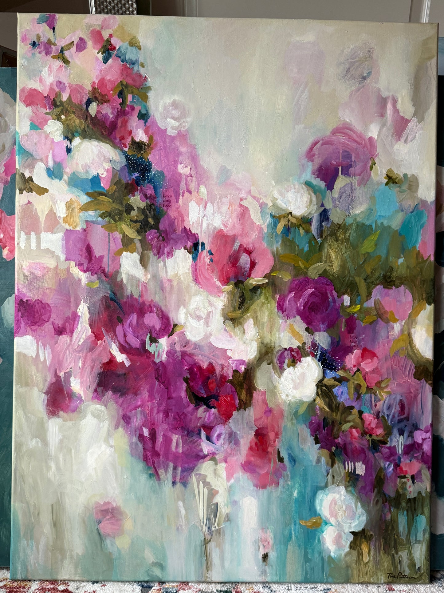 Large Floral Impressionistic Oil Painting -  Ready for the Party