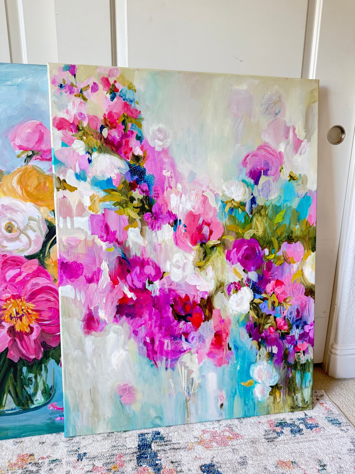 Large Floral Impressionistic Oil Painting -  Ready for the Party