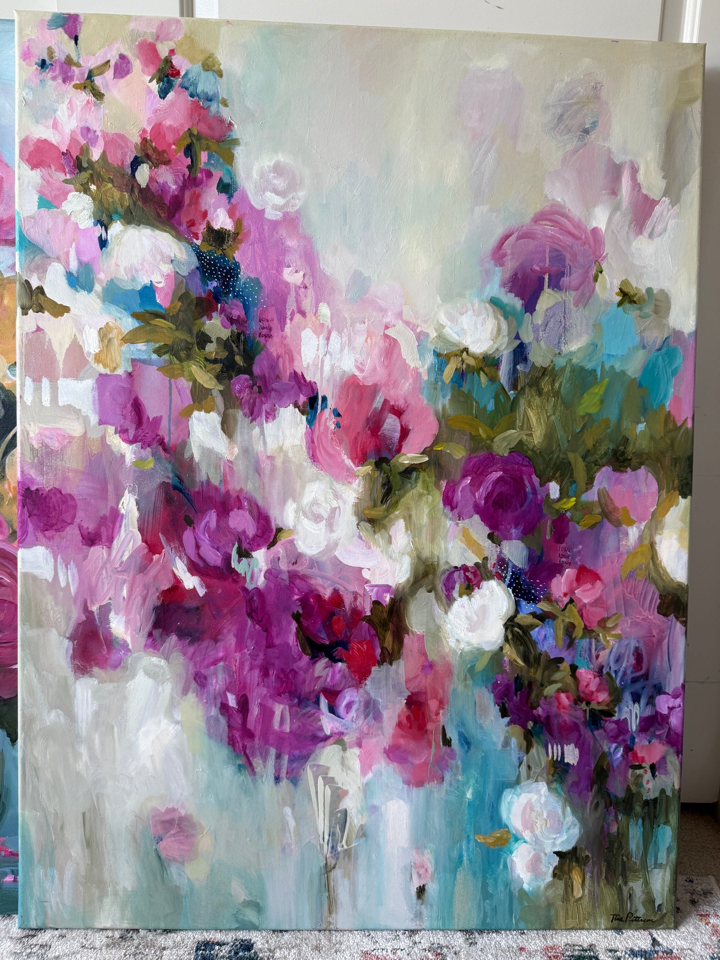 Large Floral Impressionistic Oil Painting -  Ready for the Party